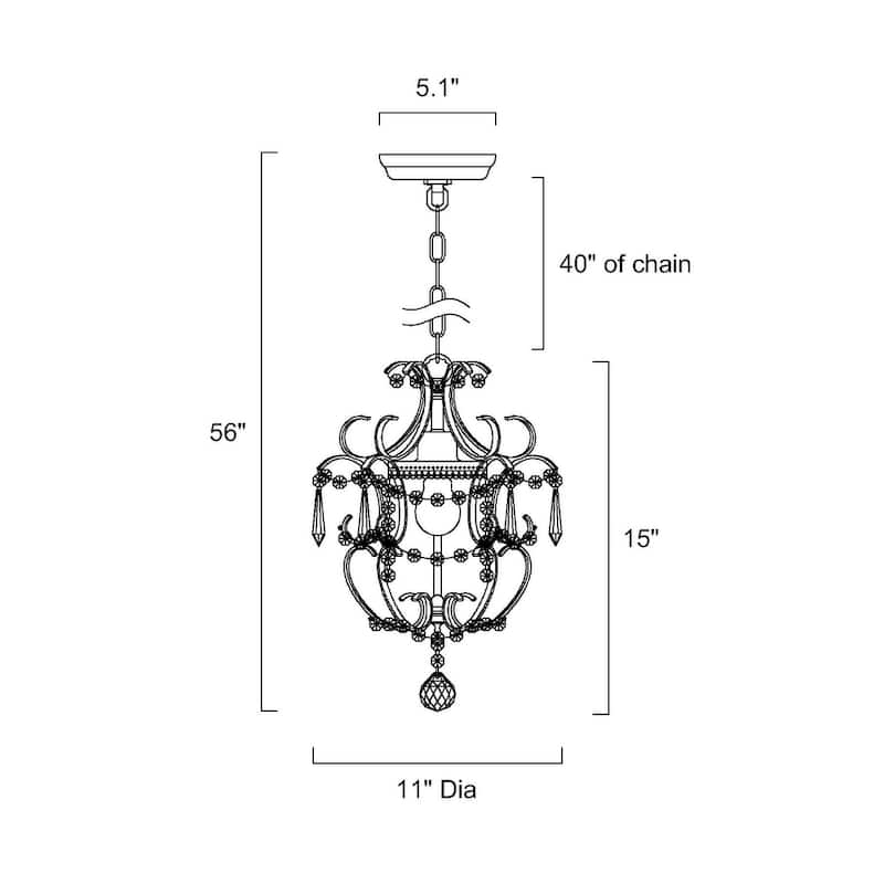 Chrome Finish 1-Light Glam Mini Pendant with Crystal