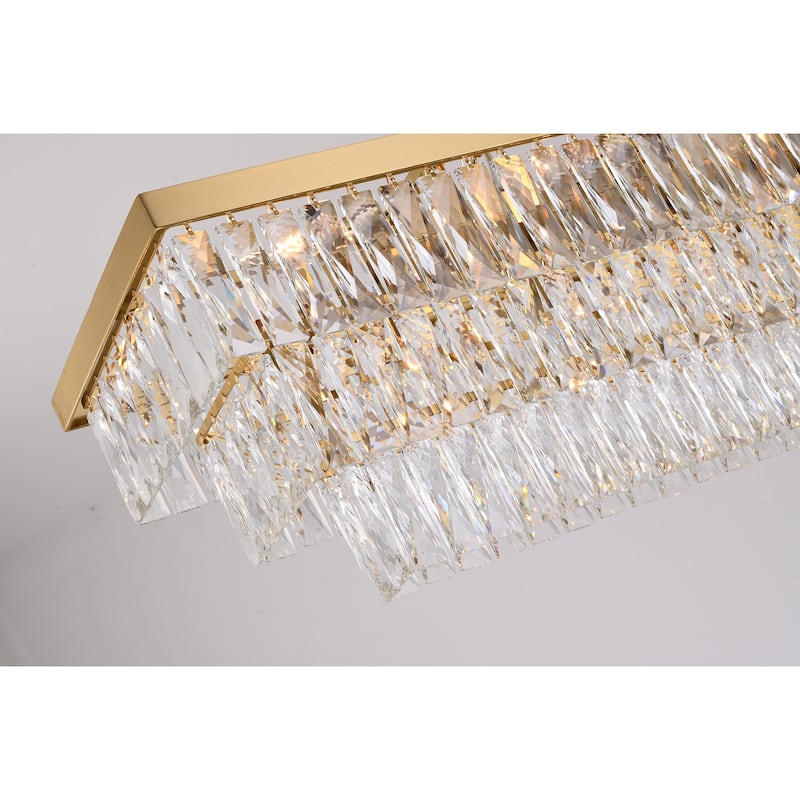 16-Light Gold Metal Chandelier With Clear Crystal
