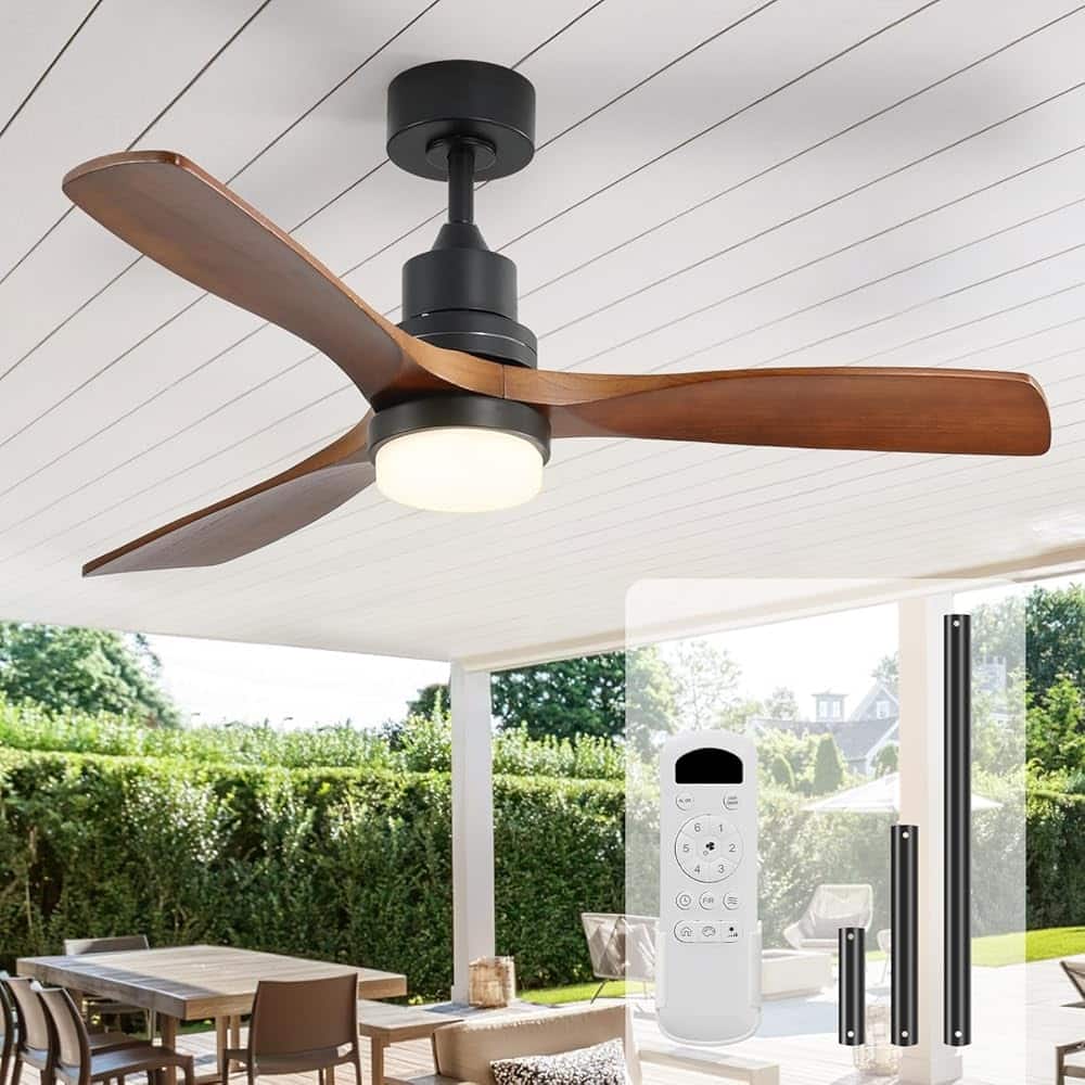 52" Wooden 6-Speed Noiceless Reversible DC Motor Ceiling Fan with Light and Remote