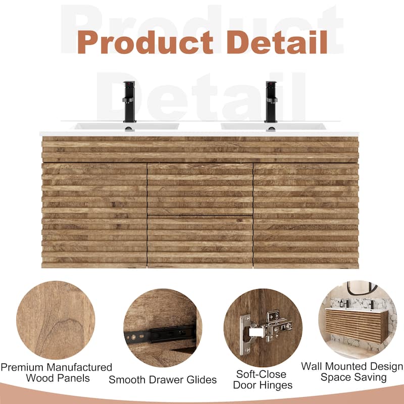 Bathroom Vanity with Drop-In Ceramic Sink Wall-Mounted Storage Cabinet