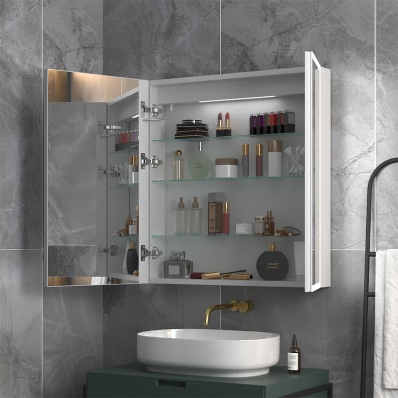 ExBrite Led Lighted Medicine Cabinet Recessed or Surface with Mirrors