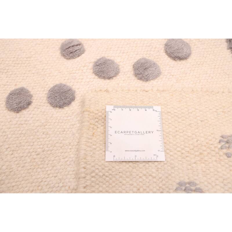 ECARPETGALLERY Flat-Weave Nevada Cream Wool Kilim - 4'0 x 5'9