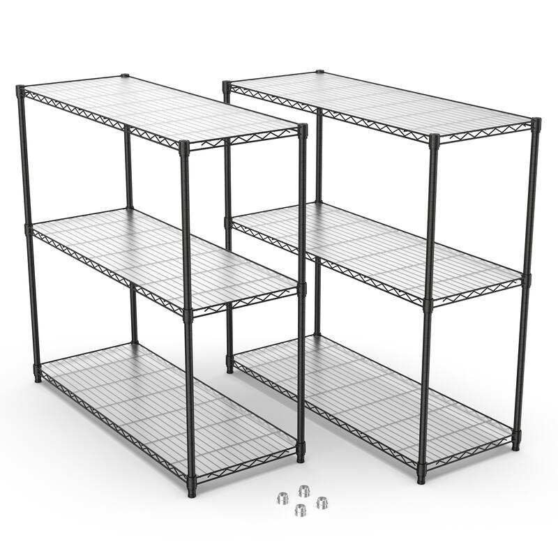 2 Pack 3 Tier Shelf Wire Shelving Unit ,Heavy Duty Metal Large Storage Shelves