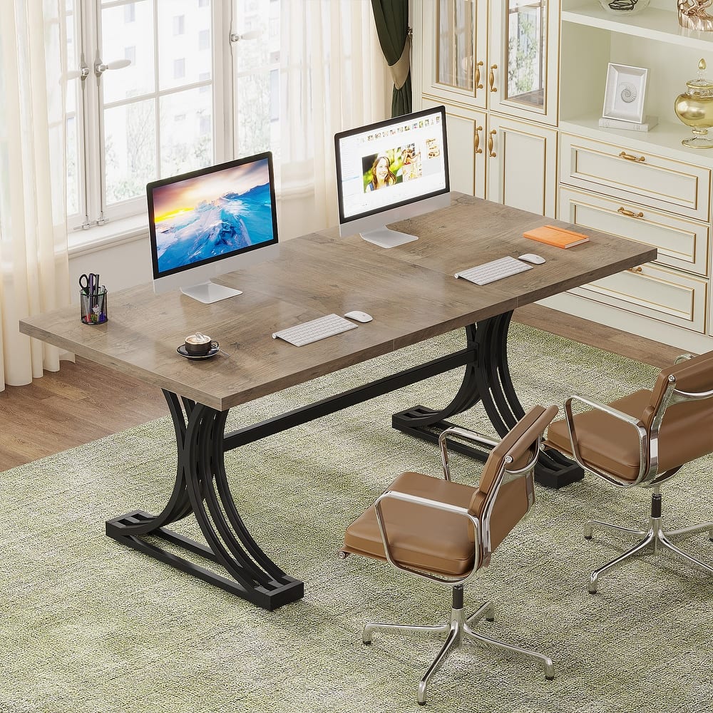 63'' Modern Executive Computer Desk with Trestles Legs, Large Writing Table for Home Office