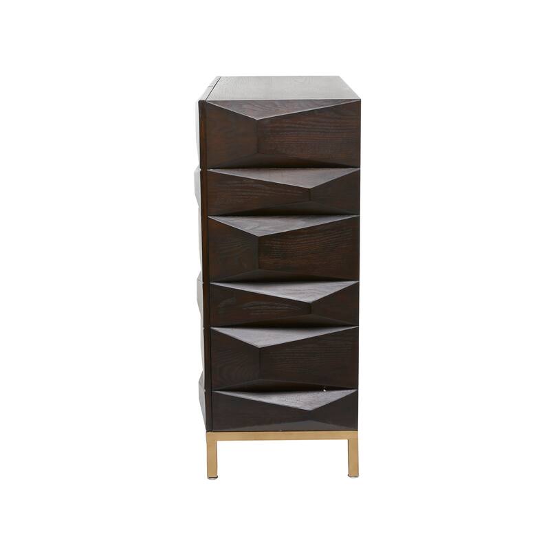 Brown Wooden 1 Shelf and 2 Doors Geometric Cabinet