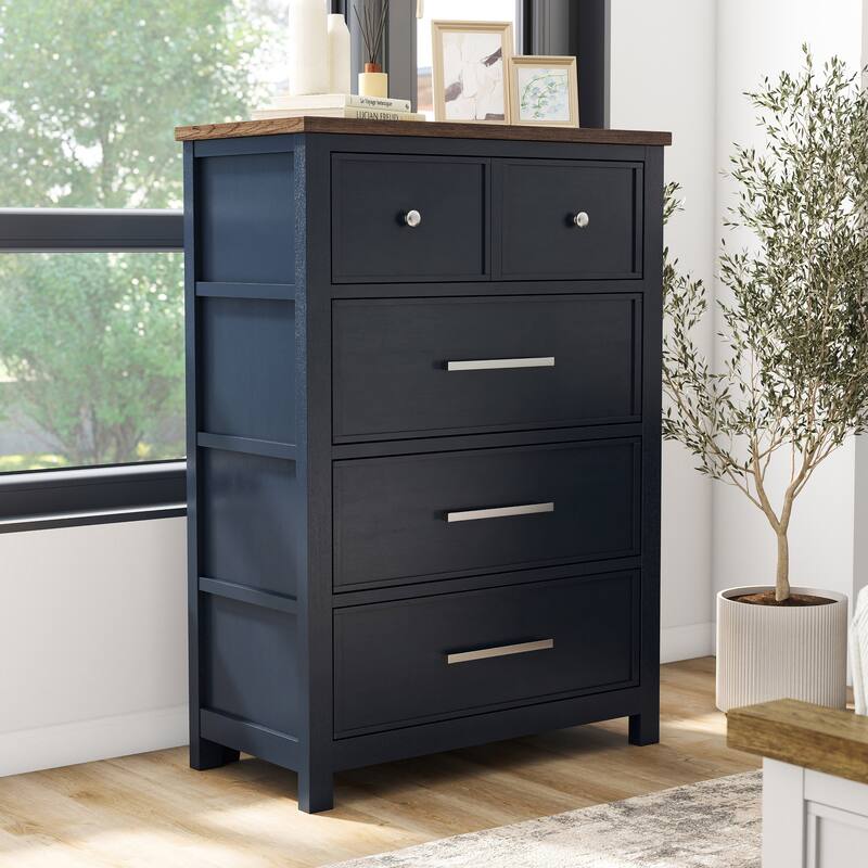 Furniture of America Althea Modern Farmhouse 4-Drawer Solid Wood Chest - Blue