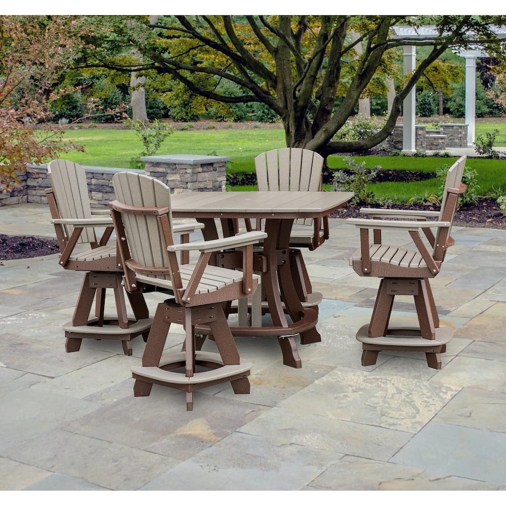 OS Home and Office Five Piece Square Counter Height Dining Set in Weatherwood on a Tudor Brown Base