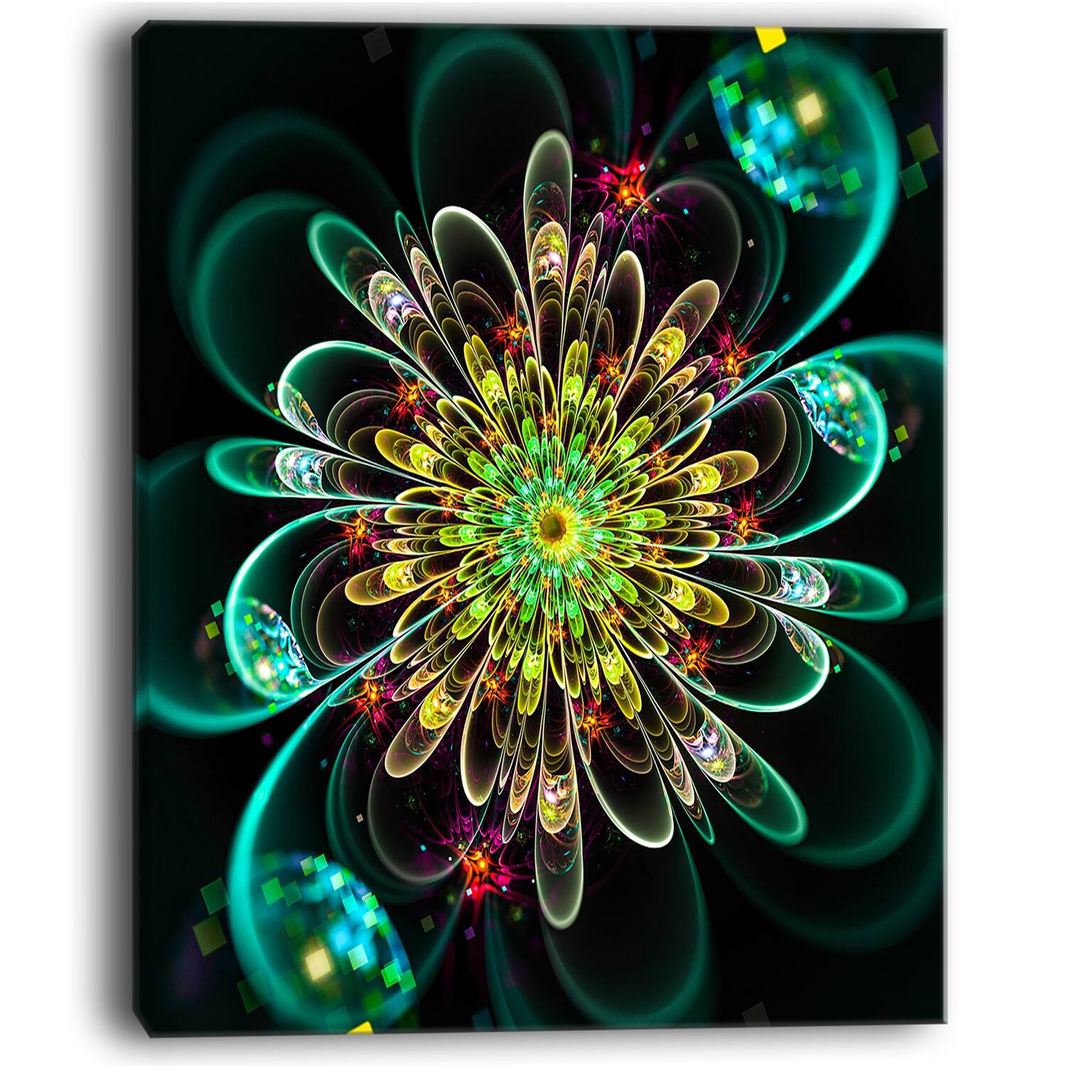 Designart "Perfect Shiny Fractal Flower in Green" Floral Canvas Art Print Bed Bath & Beyond