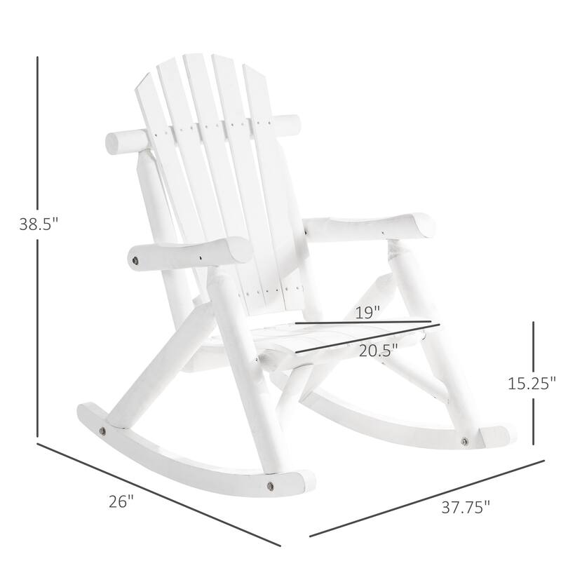 Outsuuny Adirondack Rocking Chair with Slatted Design and Oversize Back for Porch, Poolside, or Garden Lounging