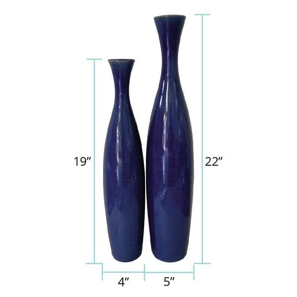 Allan Andrews Cobalt Blue Glaze Ceramic Vases - Set of 2
