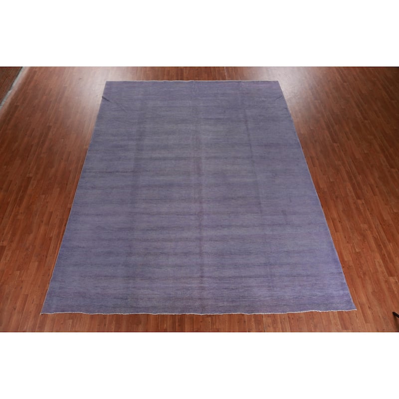 Hand Knotted Oriental 100% Wool Carpet Modern Solid Purples Gabbeh Area Rug - 12' 8'' X 10' 0''