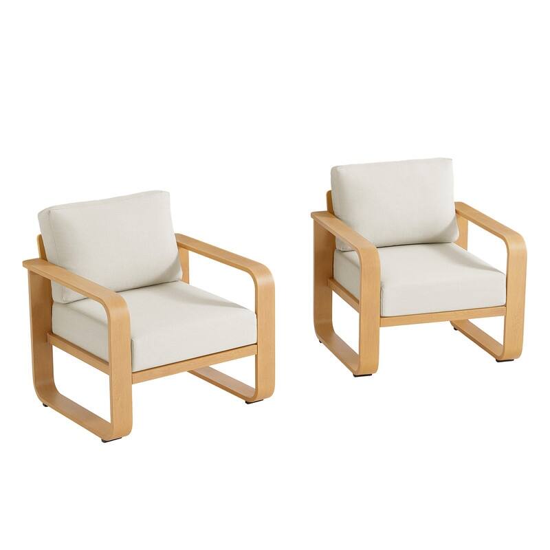 Spruce & Spring Outdoor Patio Furniture Set Aluminum Sofa Accent Chair - 2 Chair - Beige