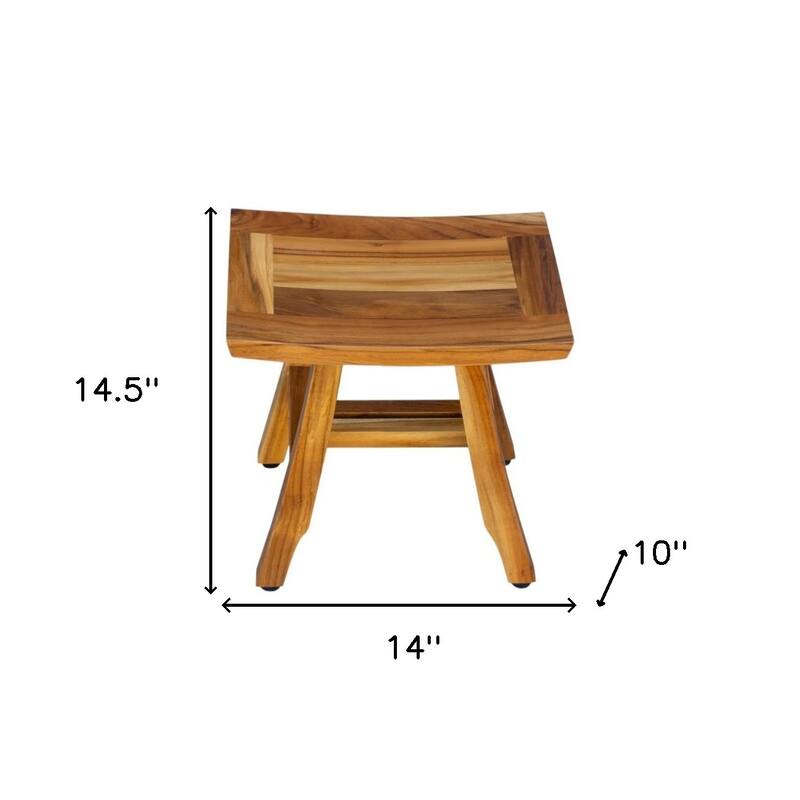HomeRoots 14" Natural Teak Curvilinear Shower Bench
