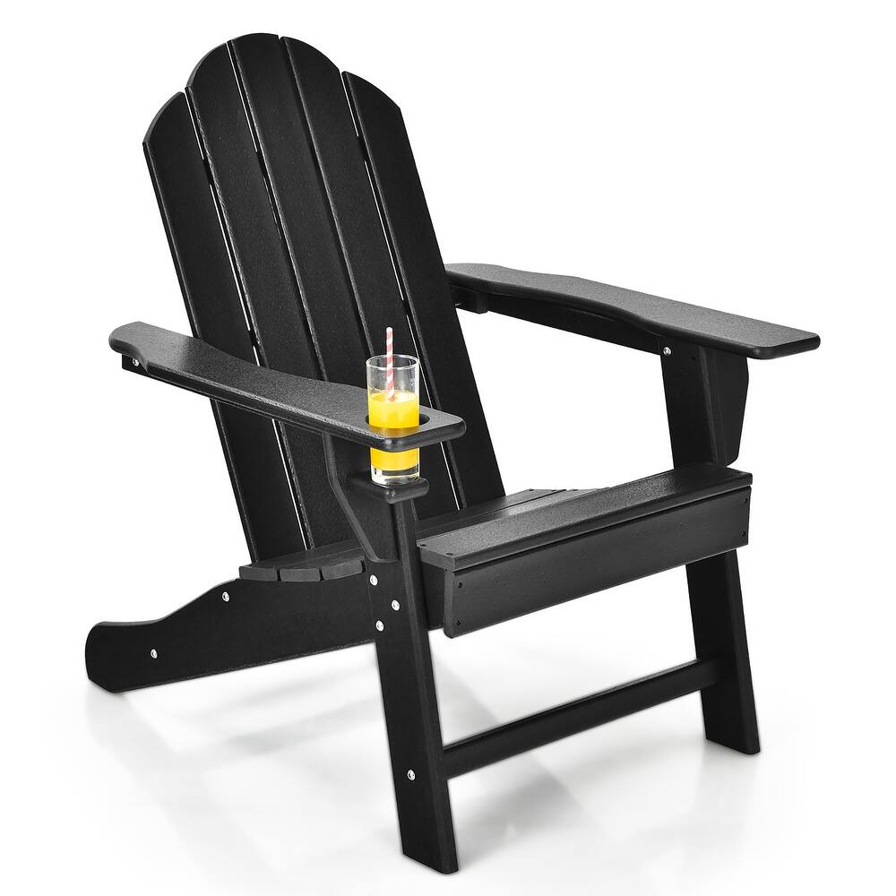 Costway Patio Adirondack Chair Weather Resistant Garden Deck W/Cup