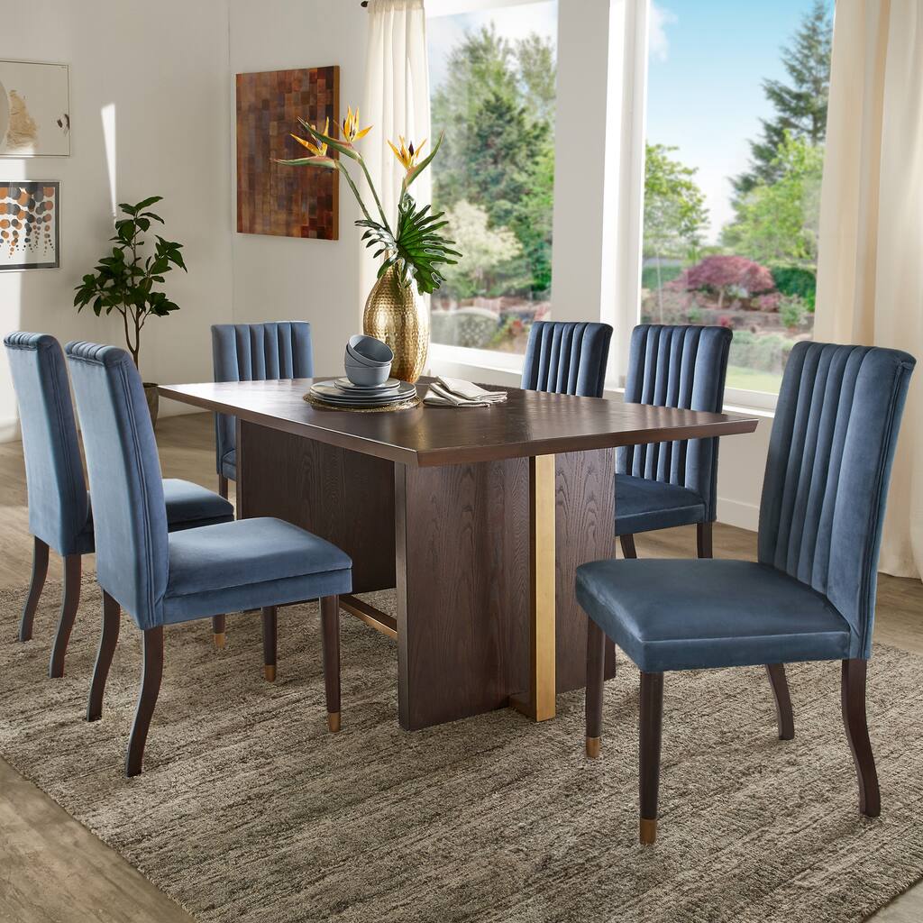Noricum Espresso Wood Velvet Upholstered Dining Set