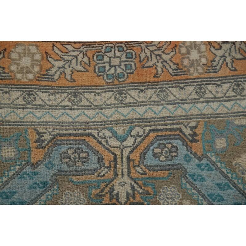 Hand Knotted Oriental 100% Wool Carpet Traditional All-Over Beige & Ivories Heriz Runner Rug - 10' 9'' X 3' 4''