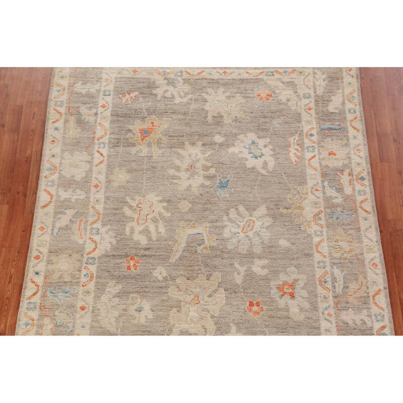Hand Knotted Oriental 100% Wool Carpet Transitional All-Over Greys & Charcoal Oushak Area Rug - 8' 11'' X 5' 10''