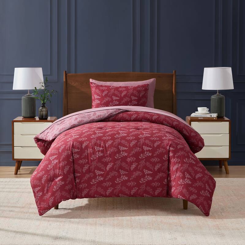 Empyrean 7 Pc Botanical Comforter Set with Sheets, Soft Breathable Lightweight Bedding Bag