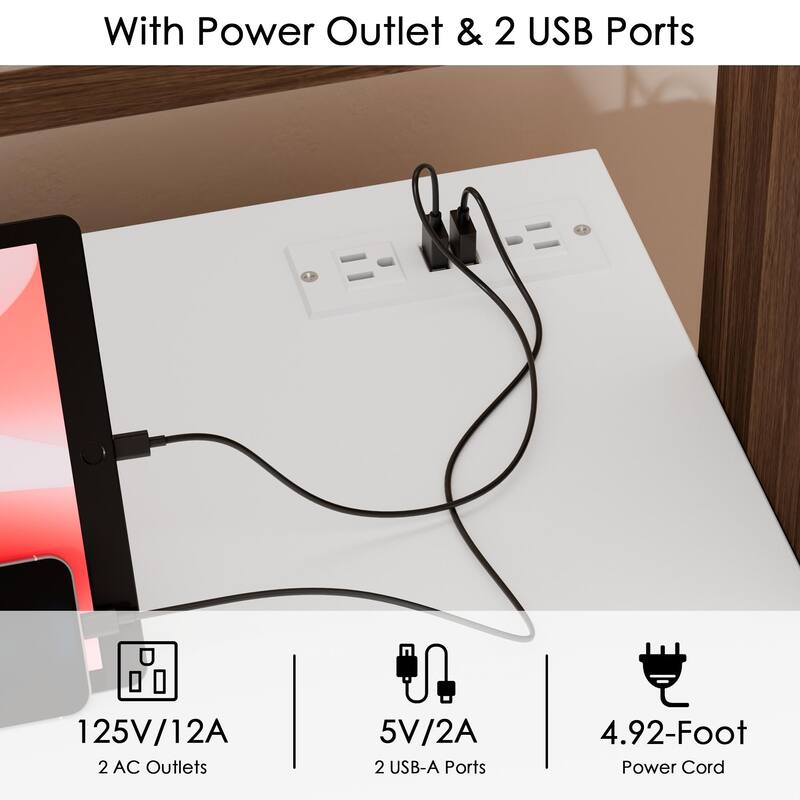 Dresser for Bedroom with Hanging Closet, 3 Drawers Dresser with LED Lights & Charging Station