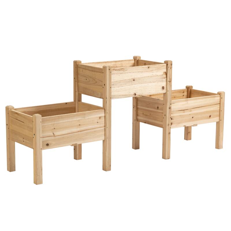 Outsunny 73" x 18" x 32" 3 Tier Raised Garden Bed w/ Three Elevated Planter Box, Freestanding Wooden Plant Stand