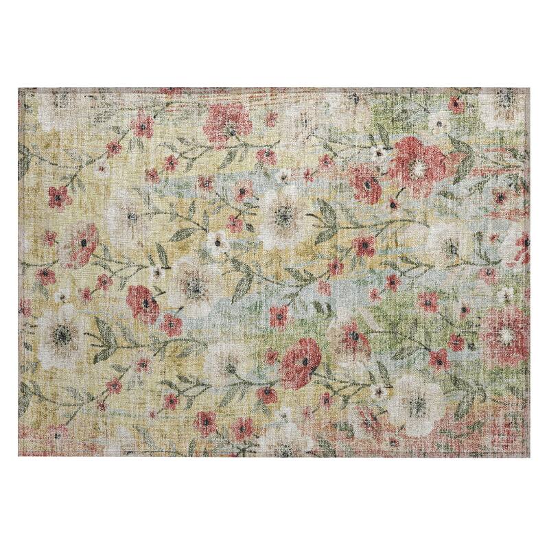 Machine Washable Indoor/ Outdoor Floral Joy Chantille Rug