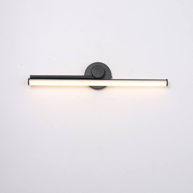 1-Light 23.8" W Modern Black Linear Metal Dimmbale Integrated LED Bathroom Vanity Mirror Light/Picture Light - 23.82 in. W x 4.72 in. H x 23.82 in. D - Black/White