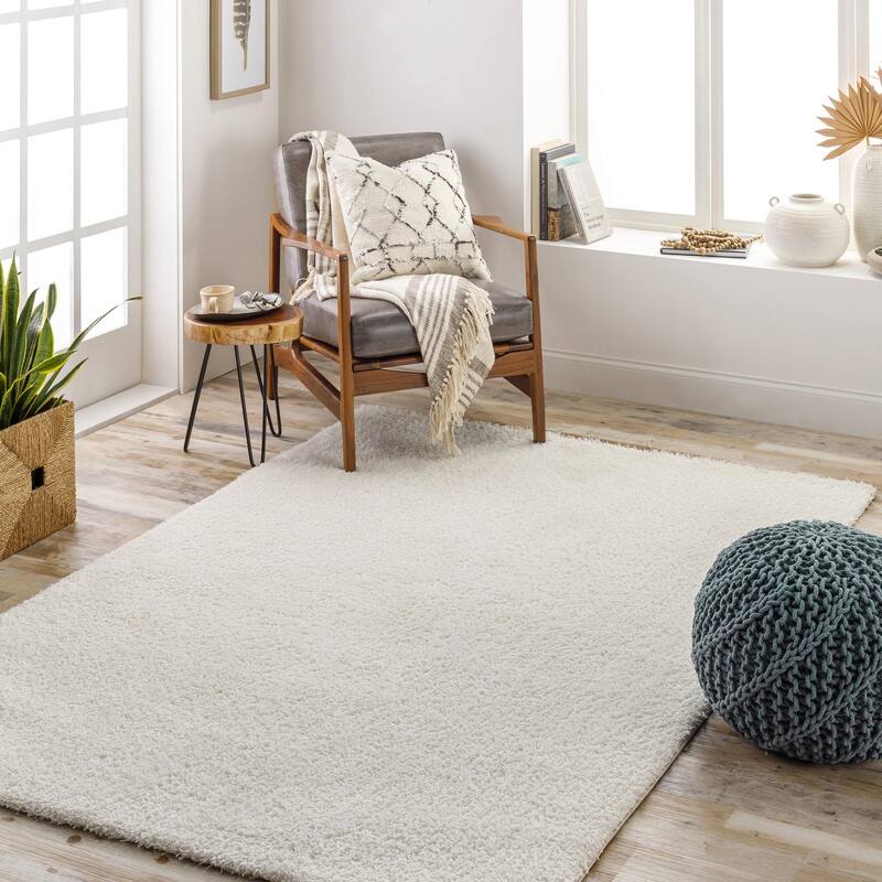 Livabliss Cloudy Solid Plush Area Rug - 5' 3" x 7' - Cream