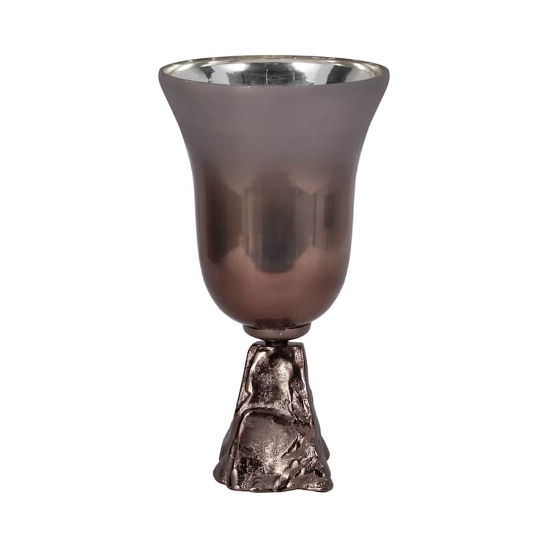 Sagebrook Home Glass Metallic Round 2Tone Chalice Vase - 8" x 8" x 15"