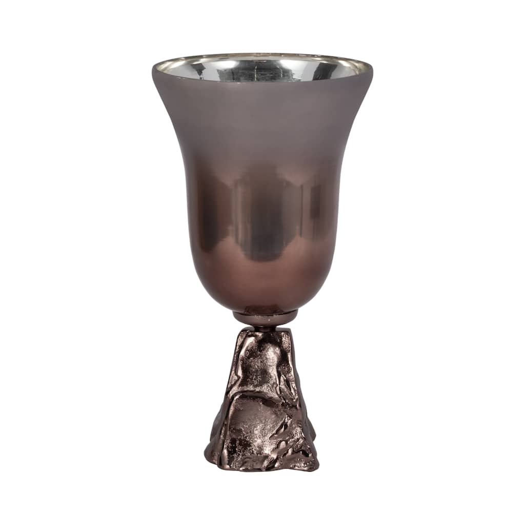 Sagebrook Home Glass Metallic Round 2Tone Chalice Vase