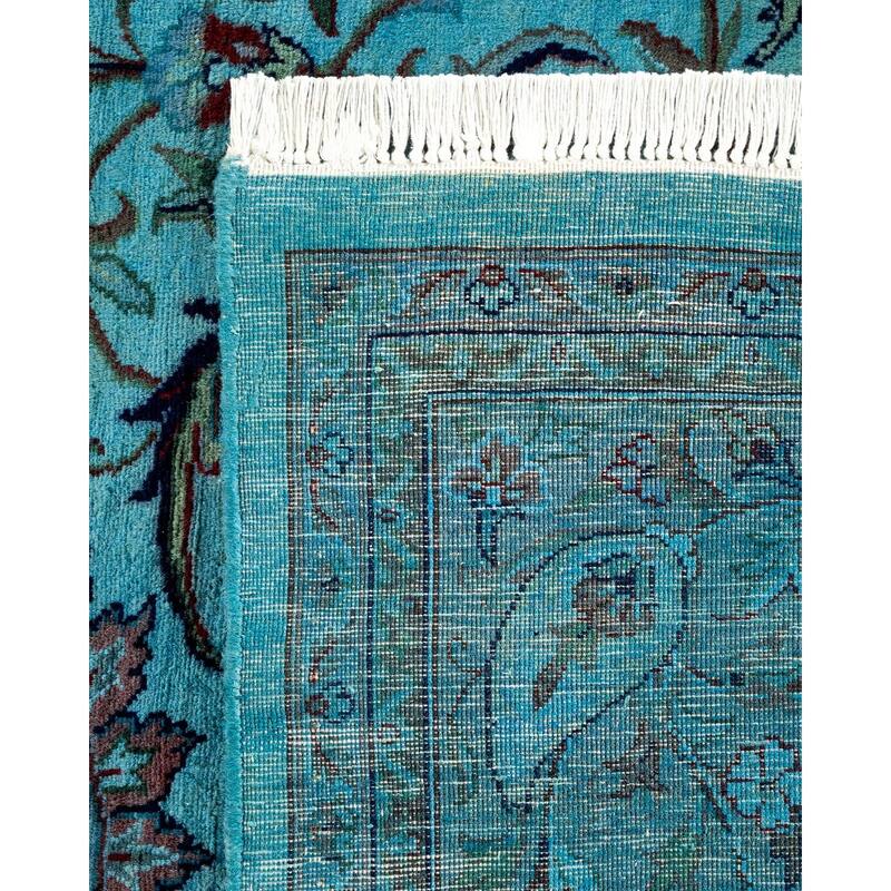 Overton Hand Knotted Wool Vintage Inspired Modern Contemporary Overdyed Blue Area Rug - 6' 0" x 9' 2"