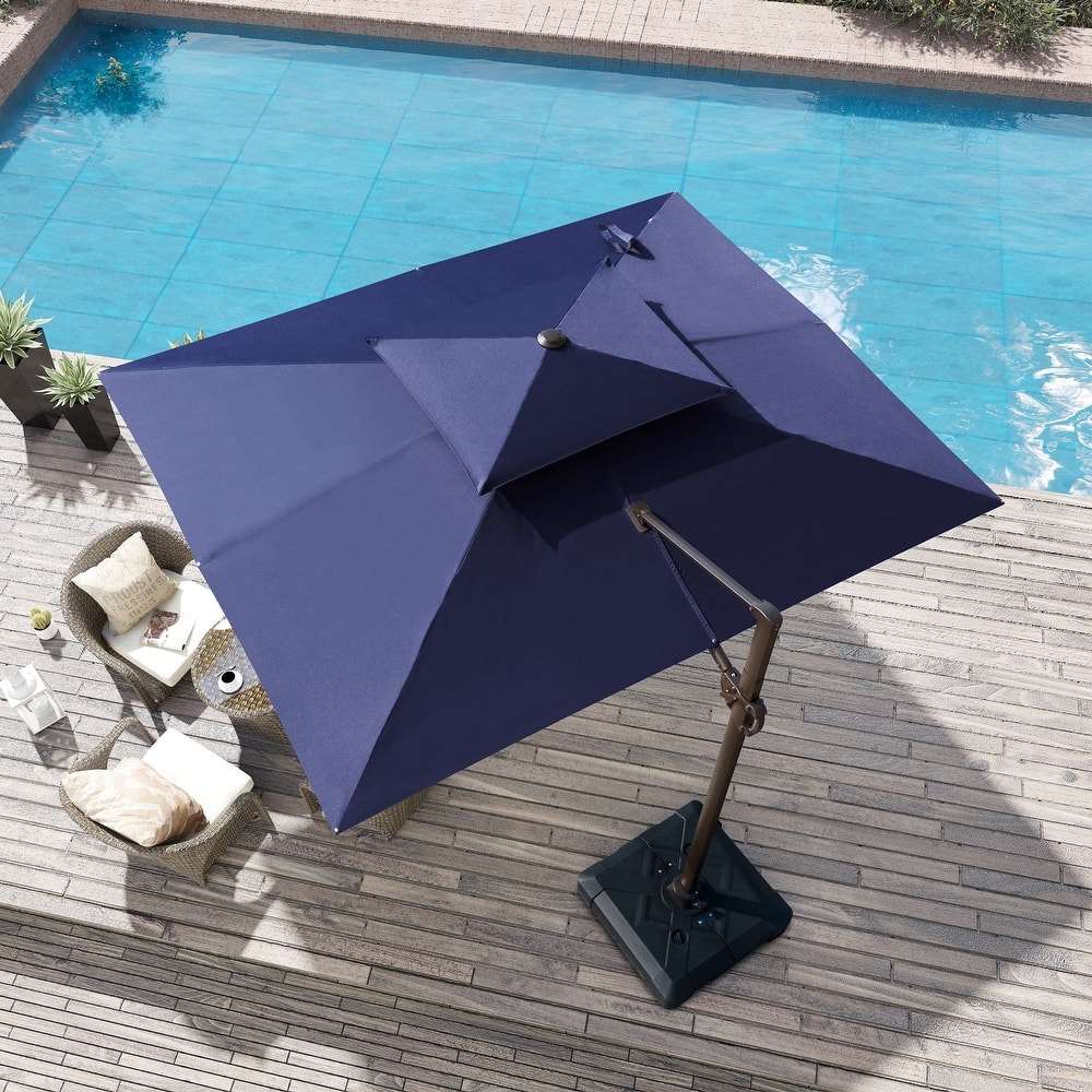 Outdoor 9 x 11.5 FT Dual Top Patio Cantilever Umbrella with Base