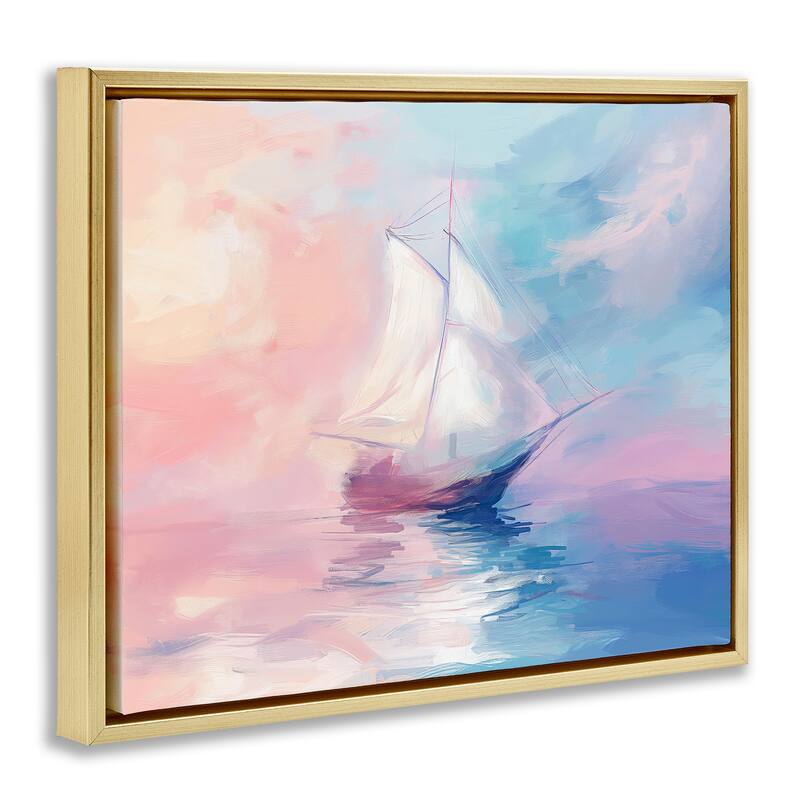 Stupell Soft Pastel Sea Vessel Framed Floater Canvas Wall Art Design By Arlington Prints