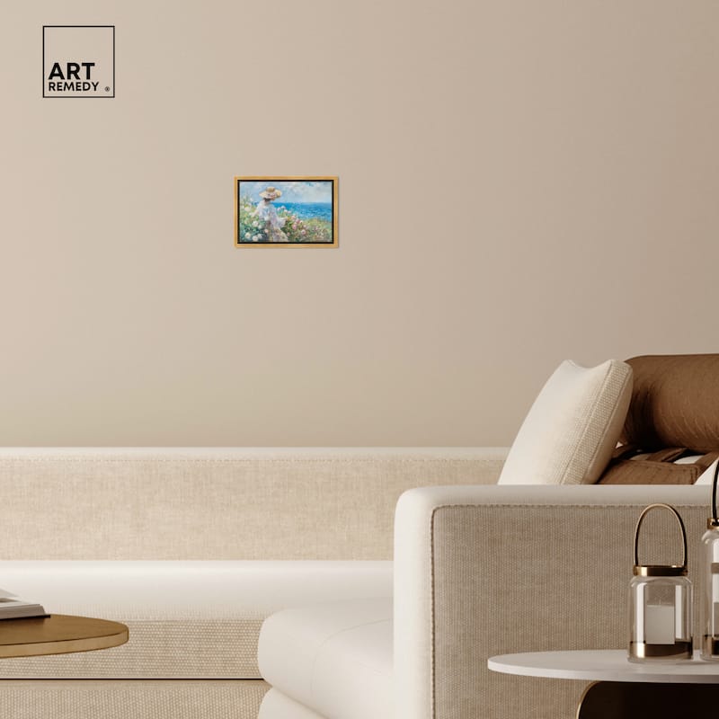 Art Remedy Gentle Sea Framed Impressionism 1 Piece Canvas Wall Art /Monet And Van Gogh Inspired Art