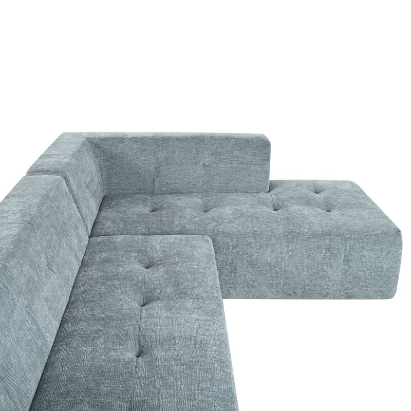 112.2" Chenille Modular L-Shaped Sofa Bed with Free Combination Design and No-Assembly Required