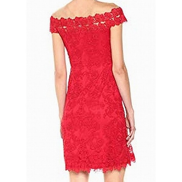 tadashi shoji red lace dress