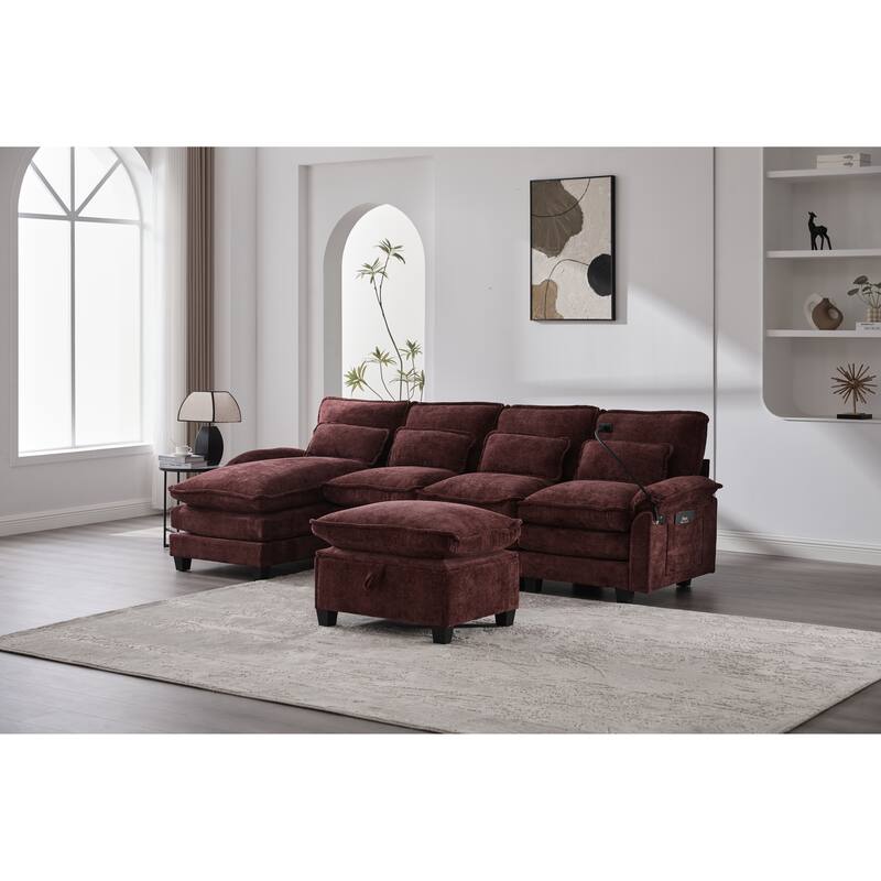 GDFStudio - Lara 106" U Shape Sectional Sofa Cloud Couch for Living Room