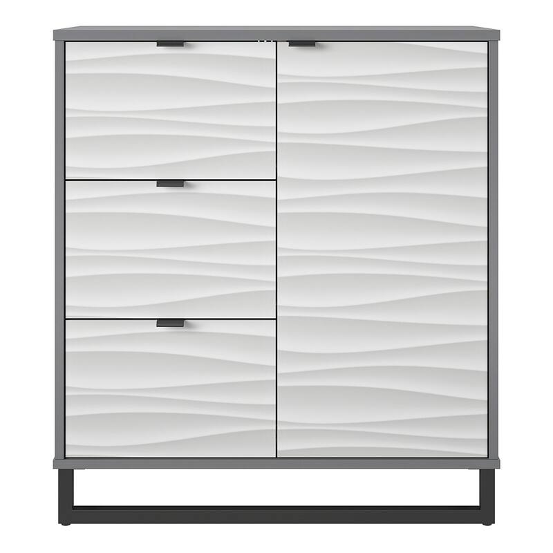 Ameriwood Home Fulton Faux Wave Pattern with Graphite 1 Door / 3 Drawer Accent Cabinet