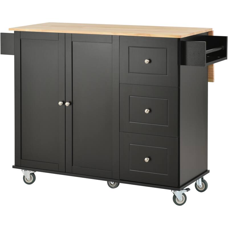 Multifunctional Kitchen Cart with Spice Rack and Adjustable Shelves
