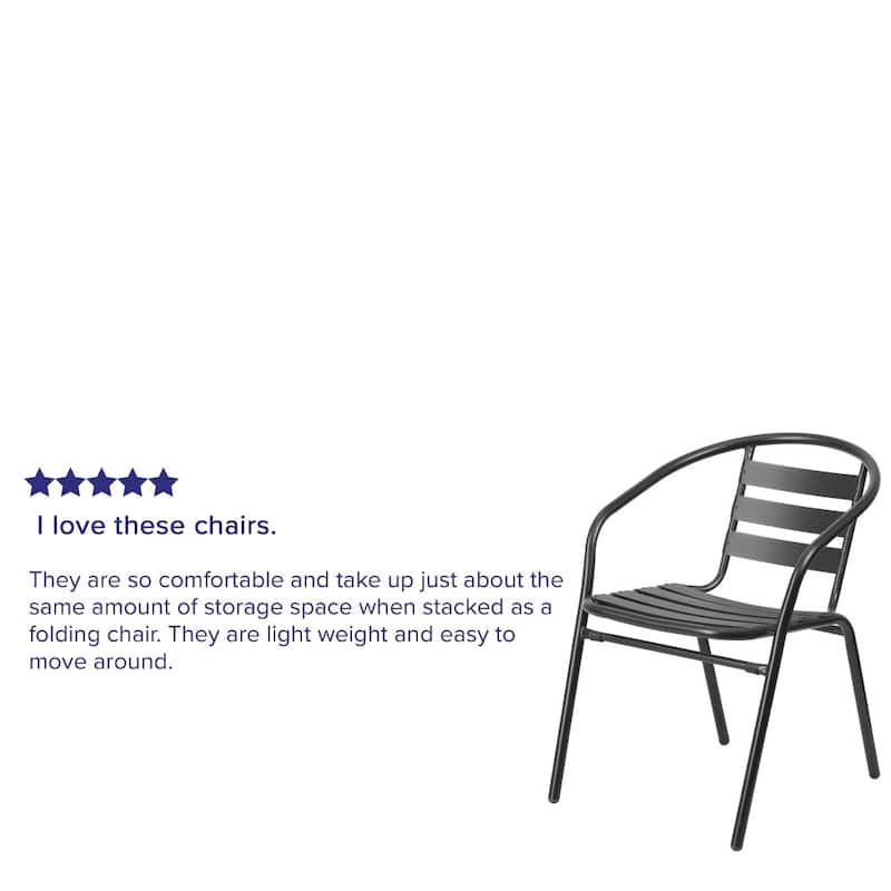 Modern Aluminum Slat Stacking Outdoor Restaurant Chairs (Set of 4)