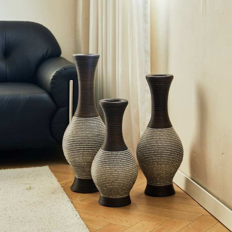 Desktop Vase, High Independent Flower Stand, Artificial Vine Vase, PVC Floor Vase, Home Decoration Flower Stand Set of 3