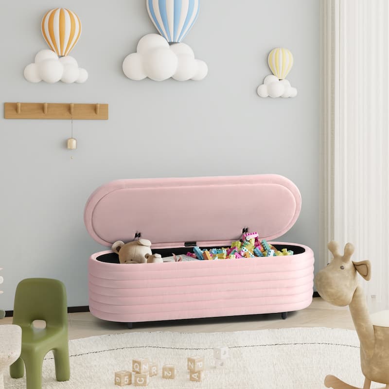 Farrah Velvet Polyester Flip Top Storage Ottoman - 54"