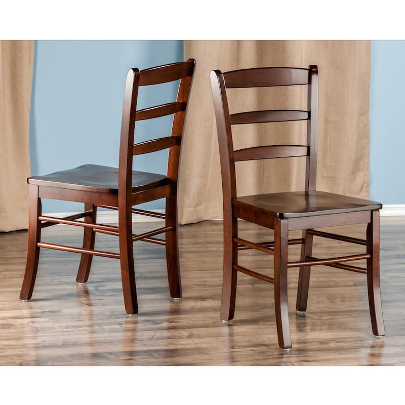 2-Pc Ladder-back Chair Set - 16.6 x 20.5 x 34.7 inches - Walnut