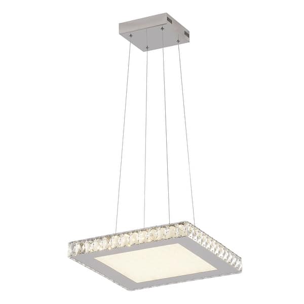 slide 2 of 5, Dimmable LED Pendant Lighting with Stainless Steel Frame and Clear Crystal Accents