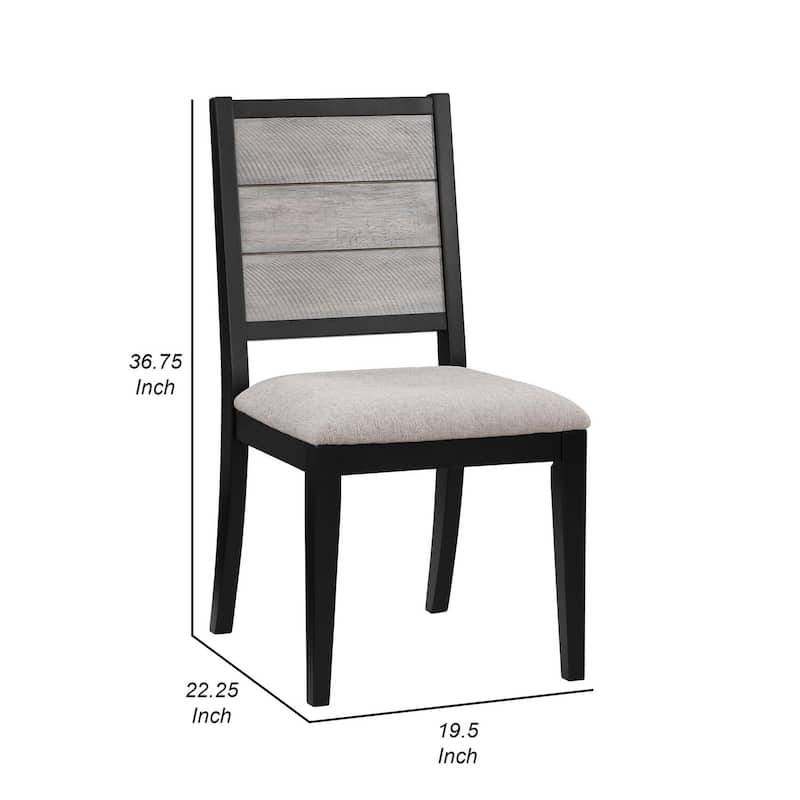Black/Gray Fabric Upholstered Wood Frame Dining Chair, Set of 2, Sturdy Dining Chair for Dining Rooms - 21.75