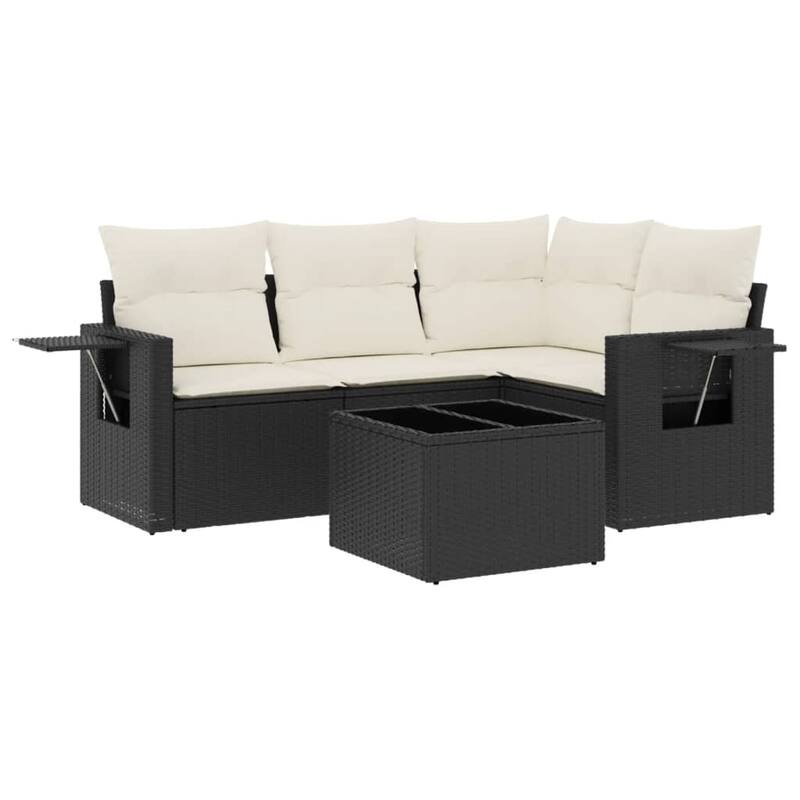 vidaXL Patio Sofa Set with Cushions Outdoor Conversation Furniture Poly Rattan