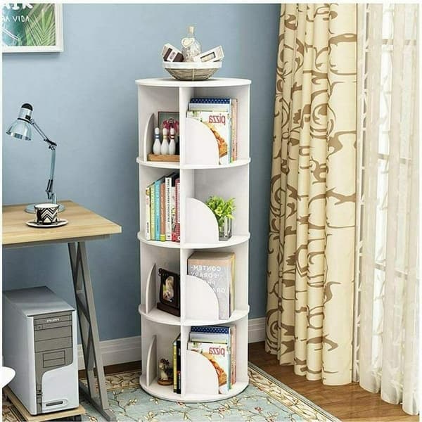 School Specialty Folding Metal Library Book Stand 4-Tier Shelves Blu