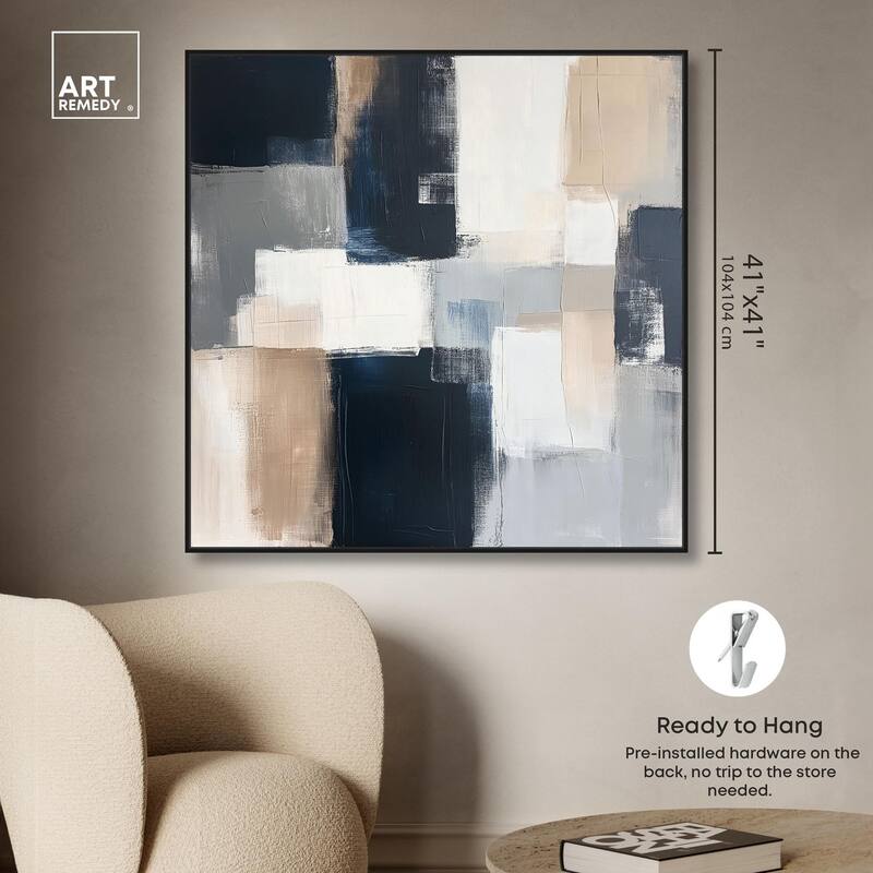 Blue and Tan Abstraction I Canvas by Art Remedy