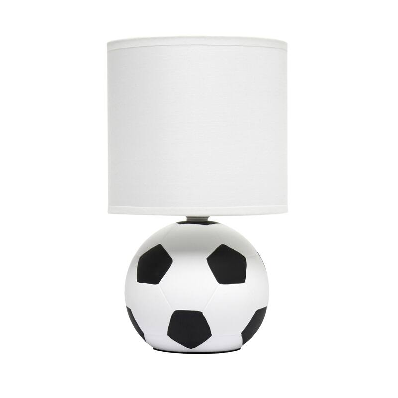 10.7 in. White and Black Finish Soccer Ball Table Lamp with White Shade, Sturdy Table Lamp for Living Rooms and Bedrooms