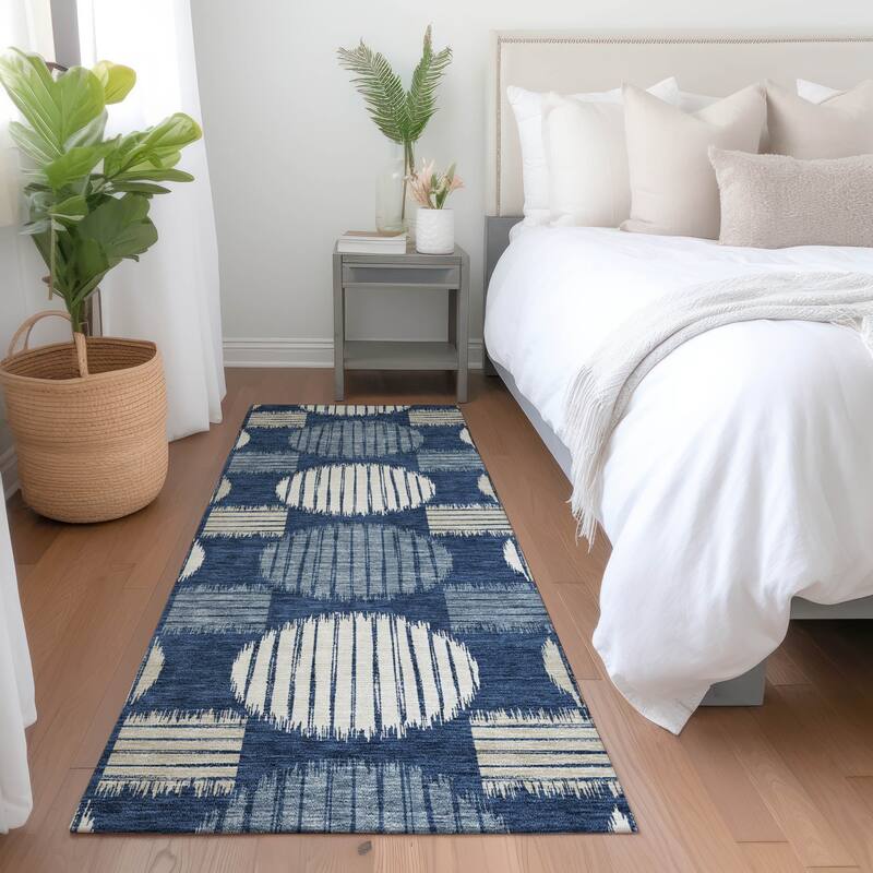 Premium Washable Super Soft Modern Pop Mayfield Rug - Navy - 2'3" x 7'6"