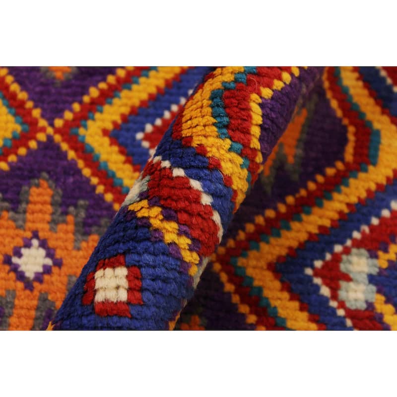Boho Chic Balochi Sanchez Purple/Blue Hand Knotted Wool Rug - 4'11'' x 6'8''